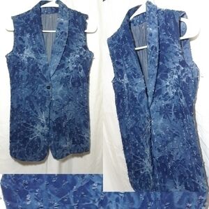 Pucker Distressed V-Lapel Collar Button Front Vest